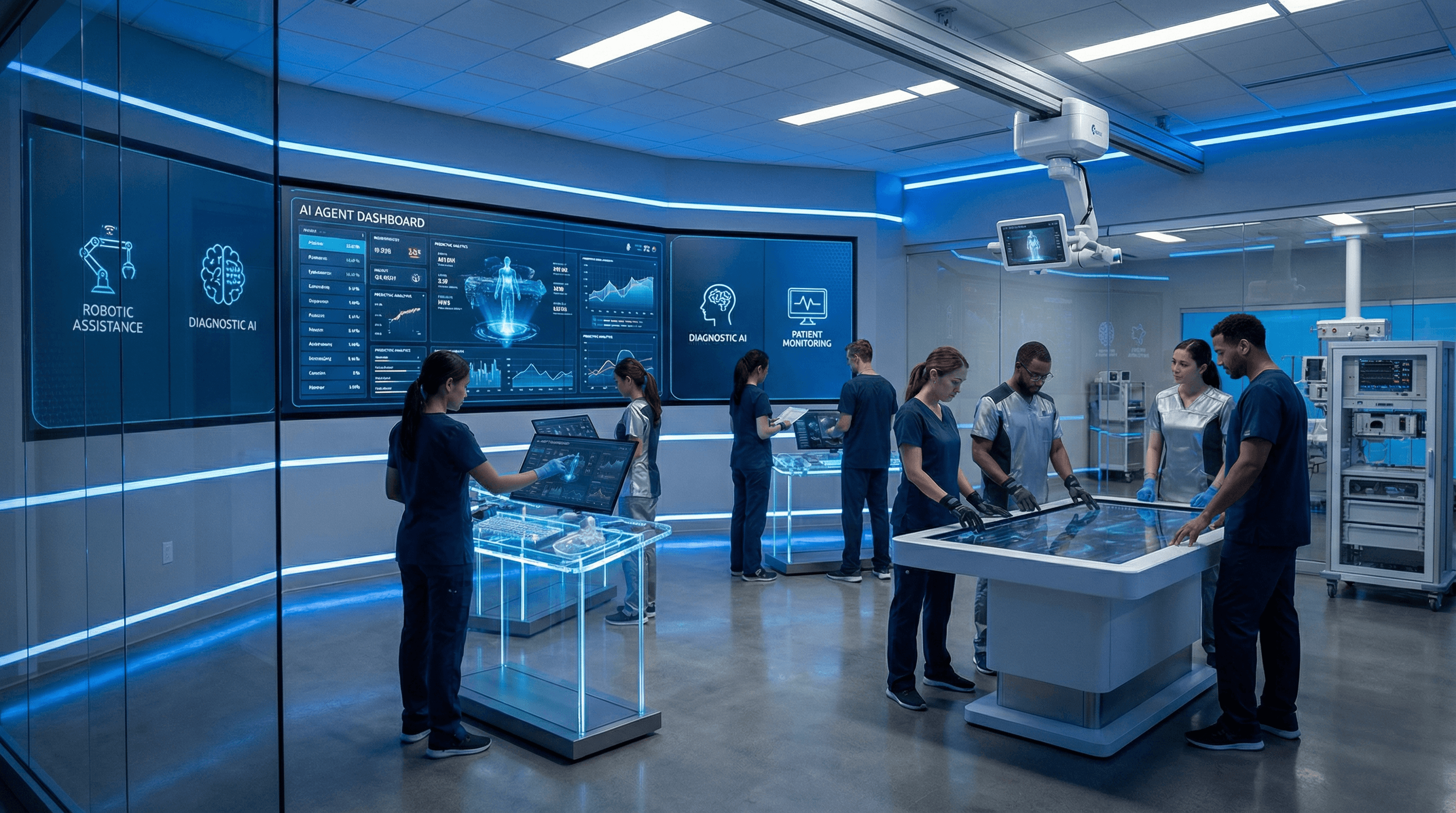 AI agents working in hospital operations dashboard