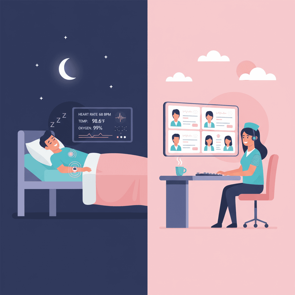 Virtual Nursing and AI Patient Monitoring illustration